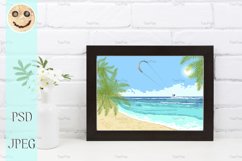 Black brown landscape frame mockup with Tobacco flowers. Product Image 1