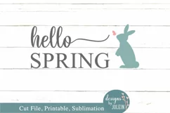 Hello Spring Rabbit SVG, png, eps, sublimation, printable Product Image 5