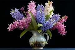 Exquisite Spring hyacinths floral plant vase. Generate Ai Product Image 1