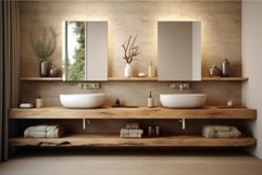 Modern bathroom vanity with double sinks Product Image 1