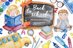 Back to School watercolor clipart Product Image 1