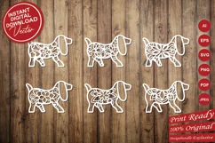 Papercut Dog Mandalas, Floral Cute Puppies, Pets Set Product Image 5