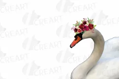 Black swan and white swan with burgundy floral crown graphic Product Image 5
