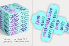 Blue Floral Ornaments Cuttable Cube Gift Box with Holes Product Image 2