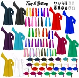 Graduation Girls College Clipart Customizable Paper Doll PNG Product Image 3