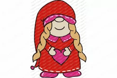 Valentine's Day - Girl Gnome - Farmhouse Cutting File SVG Product Image 2