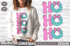 Christmas Wreath Ho Ho Ho| Pink Christmas Sublimation Png Product Image 1