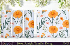 Floral Tumbler Wrap | Orange Flowers Meadow Product Image 1