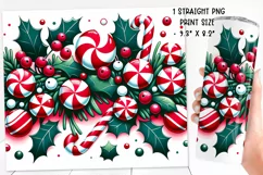 Christmas festive Candy Cane Tumbler Wrap|Sublimation PNG. Product Image 2