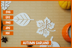 Leaves garland, Autumn leaves with patterns paper cut Product Image 5