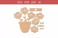 Mothers day Flowers Svg, Red Roses Mom Sign Svg Product Image 2
