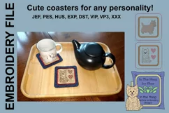 Little Dog Coasters - 4 x 4 and 5 x 7 Hoops Product Image 2