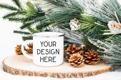 Mug Mockup Christmas Blank White Enamel Coffee Cup Handle Product Image 1