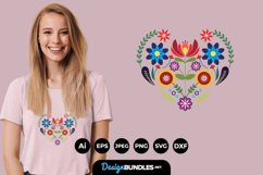 Folk Art Floral Love Shape for T-Shirt Design Product Image 1