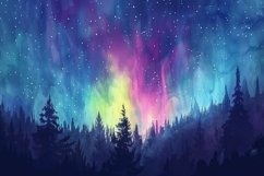 Colorful Northern Lights Aurora Borealis On Night Sky Product Image 1