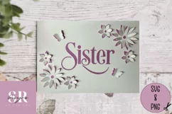 3D Floral Sistet card| Paper cutting | Sister card SVG Product Image 1