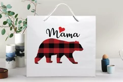 Bear family clipart. Plaid mama bear and family match shirt Product Image 2