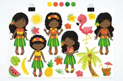 African American Hawaiian Luau Girls graphics - vectors Product Image 5