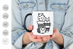 Cute Cats with Cactus Plant SVG Cut File for Cricut Product Image 4