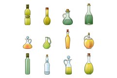 Vinegar bottle icons set, cartoon style Product Image 1