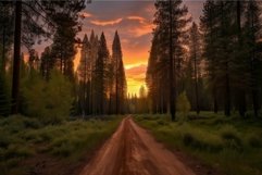 Majestic sunset in a pine forest Product Image 1