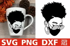 Black Woman in Mask svg, Glasses svg, Natural Hair, Melanin Product Image 2