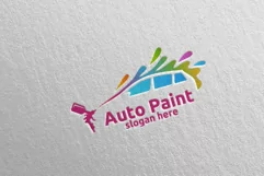 Car Painting Logo with Spray Gun and Sport Car Concept 8 Product Image 4