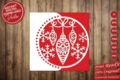 Papercut Christmas Hanging Baubles Card Cover with Snowflake Product Image 5