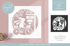 Bike & Sign Scene - Butterfly SVG Papercut Cutting File Product Image 1