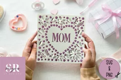 3D Floral Mom heart| Paper cutting | Mother’s Day card SVG. Product Image 4
