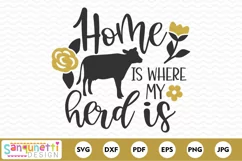 Home is where my herd | Cow farmhouse SVG Product Image 2