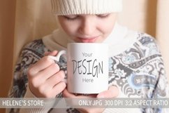 Mug Mockup - teen girl holding mug, white mug mockup. jpg Product Image 1
