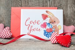 Watercolor bunny and hearts watercolor clipart pack Product Image 3