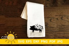 Floral Pig SVG | Pig SVG | Farmhouse SVG Product Image 2