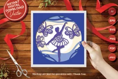 Papercut 3D Layered Ballerina and Butterflies Lightbox Product Image 3