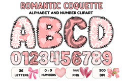 Romantic Coquette Alphabet PNG Letters &amp; Numbers 300DPI Product Image 1