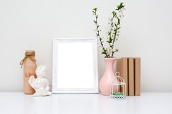 Wooden frame mockup in white interior Product Image 1