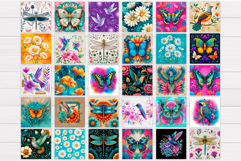 Insect Pillow Bundle. Bird Flowers Pillow Sublimation Product Image 2