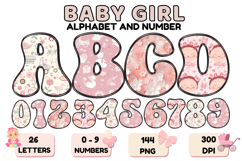 Baby Girl Alphabet PNG Cute Baby Letters &amp; Numbers 300 DPI Product Image 1