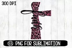 Faith - Cross - Pink Leopard - Glitter- 300 DPI PNG Product Image 1