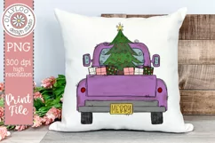 Doodle Truck with Christmas Tree | Purple Christmas Truck Product Image 1