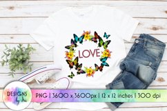 LOVE Sublimation Design | Butterflies Wreath Sublimation Product Image 1