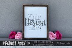 Wood Sign with Roses MOCKUP | PSD & JPEG Product Image 1