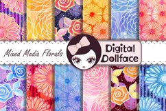 Glitter, Watercolor Florals / Mixed Media Digital Patterns Product Image 1