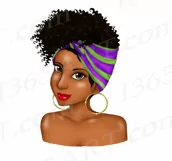 Black Woman Afro Head Wraps African American Clipart PNG Product Image 5