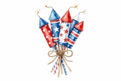 4th of July Fireworks Rockets Watercolor Clipart PNG Product Image 1