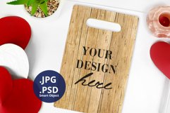Valentine's Day Wood Cutting board mockup, PSD full wrap Product Image 3