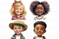 Set of face children. Watercolor kids portraits, boys, girls Product Image 1