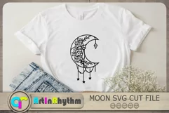 Floral Crescent Moon Svg, Floral Moon Svg, Moon Svg File Product Image 2