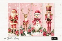 Pink Christmas Printable Bookmarks, Christmas Bookmarks Product Image 2